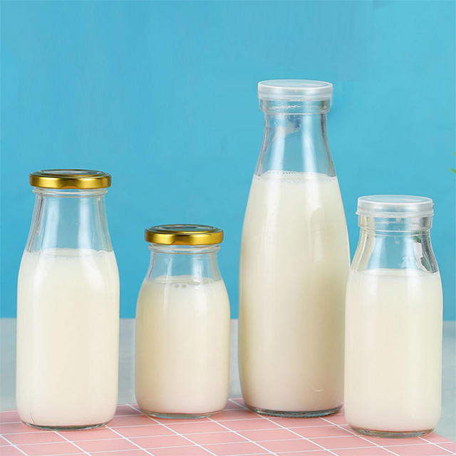 250ml 500ml 1000ml Drinking Beverages Milk Bottle With Plastic Tinplate Lid