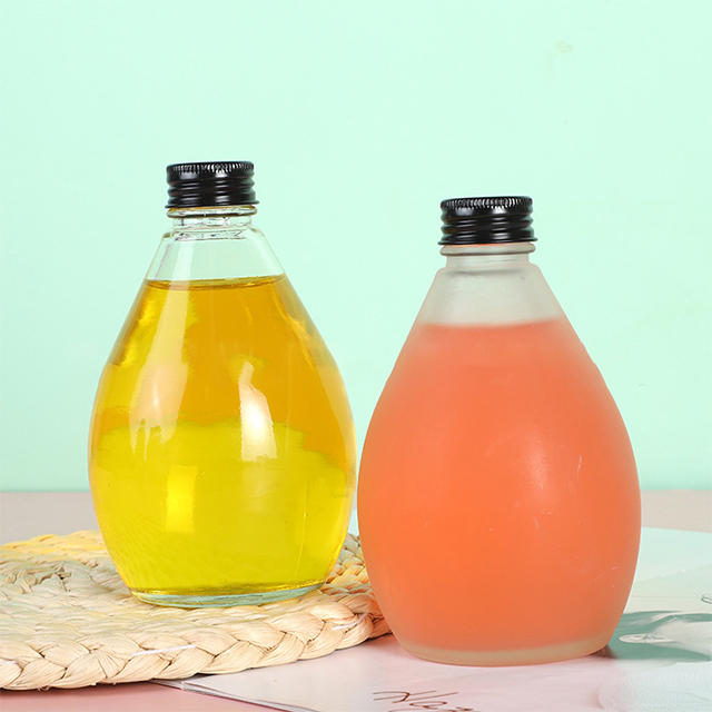 350ml 500ML Clear Frosted Glass Juice Bottle with Aluminum Lid