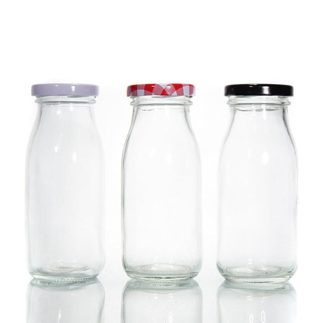 200Ml 250Ml 350Ml 500Ml 1000Ml Transparent Glass Milk Bottle With Metal Lid