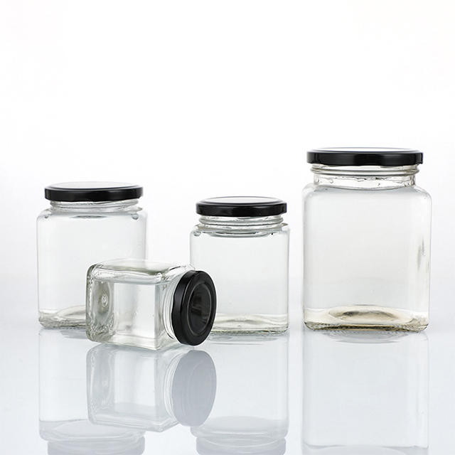 50ml 80ml 100ml 200ml 280ml 380ml 500ml Square Sealed Glass Food Storage Jar with Lid