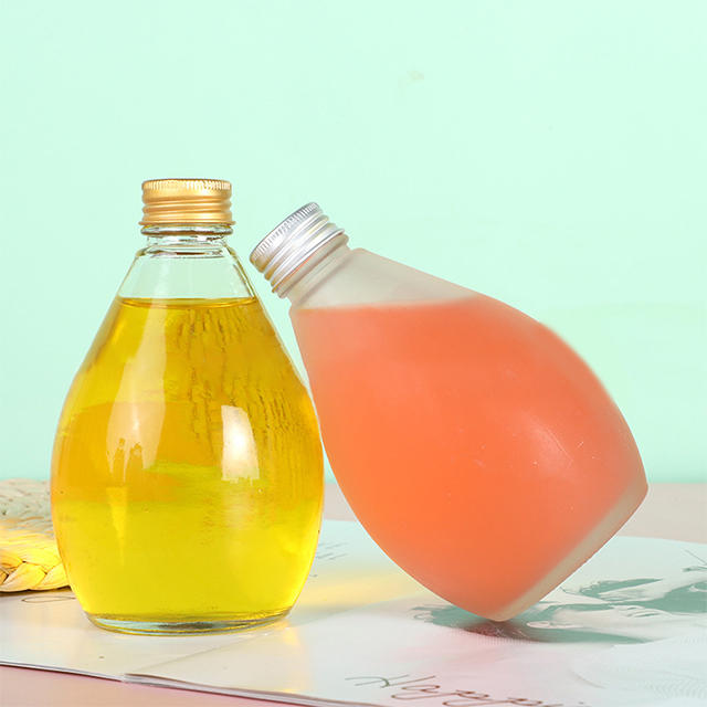350ml 500ML Clear Frosted Glass Juice Bottle with Aluminum Lid