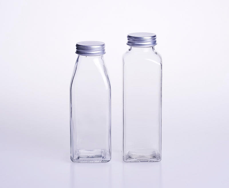 French Square Glass Juice Bottle