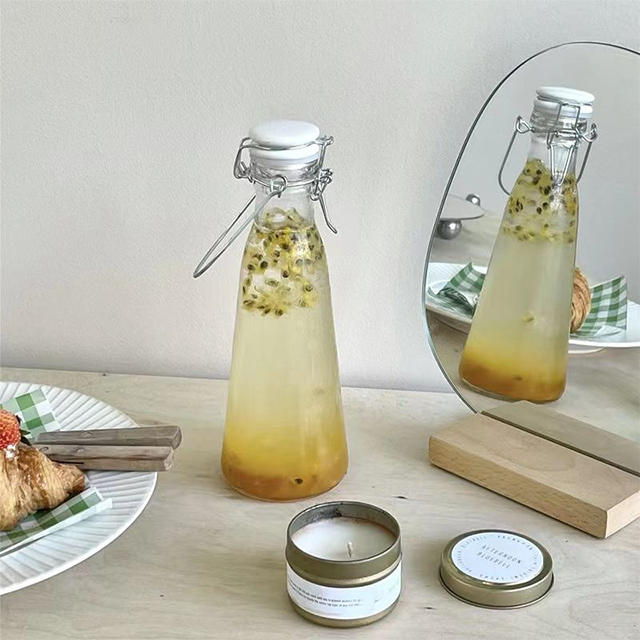 500ml 1000ml Buckle Glass Enzyme Fruit Juice Milk Bottle