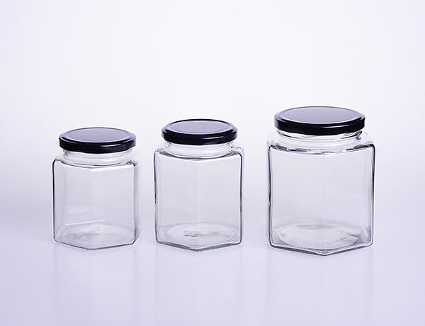 Hexagonal Glass Honey Jar