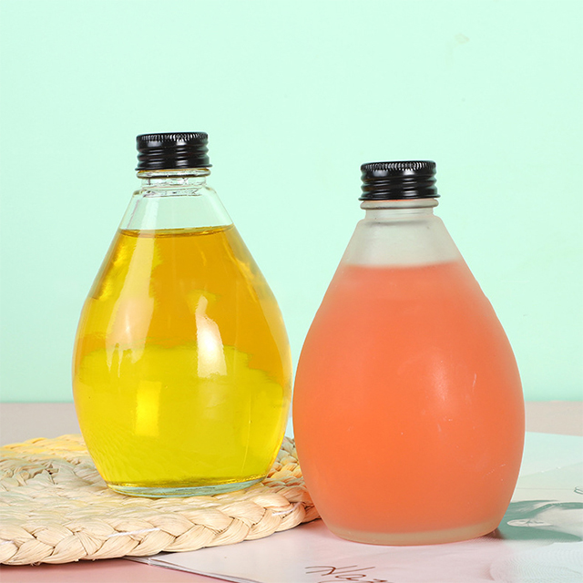 350ml 500ML Clear Frosted Glass Juice Bottle with Aluminum Lid