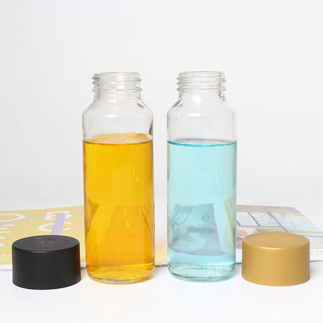 Empty Glass Juice Water Drink Bottle with Plastic Lid
