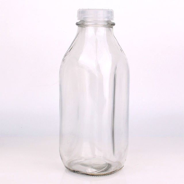 240ml 550ml 1000ml Press Mouth Anti Theft Glass Milk Bottle with Plastic Lid