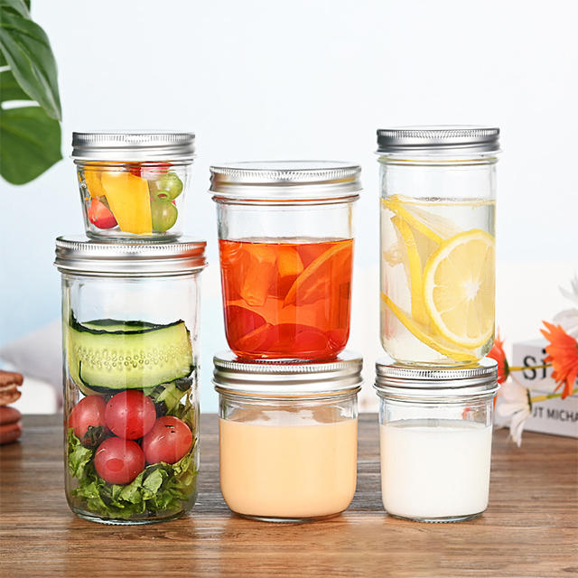 150ml 200ml 280ml 350ml 500ml 650ml Clear High White Glass Mason Jar with Lid