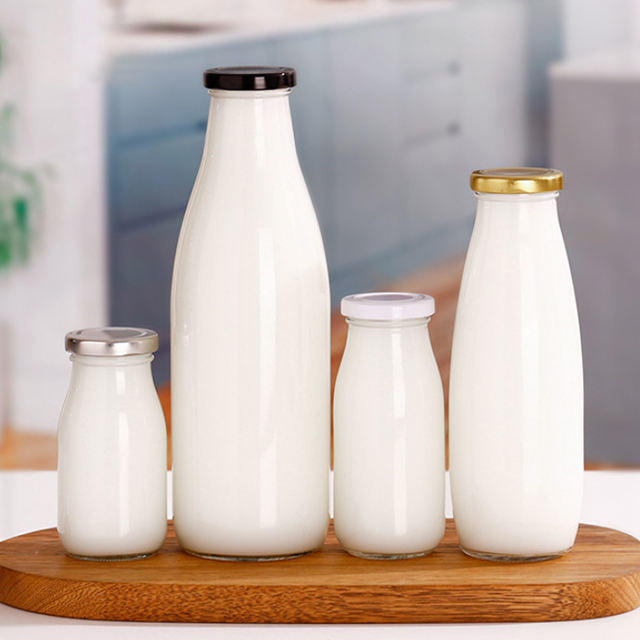 6oz 8oz 16oz 32oz Transparent Glass Milk Bottles with Tin Lid