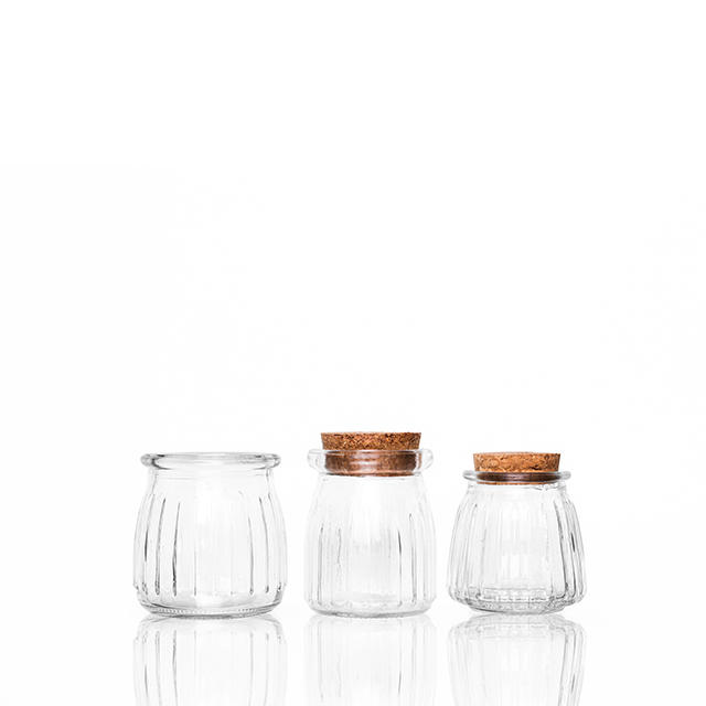 100ml 150ml 200ml Vertical Striped Pudding Jar with Lid