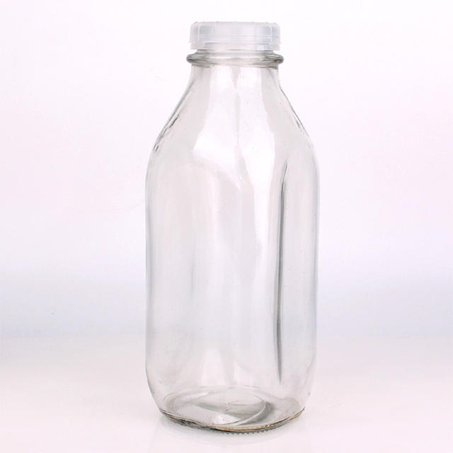 240ml 550ml 1000ml Press Mouth Anti Theft Glass Milk Bottle with Plastic Lid