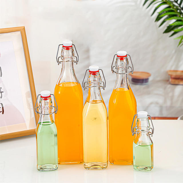 125ml 250ml 500ml Transparent Buckle Glass Enzyme Juice Bottle