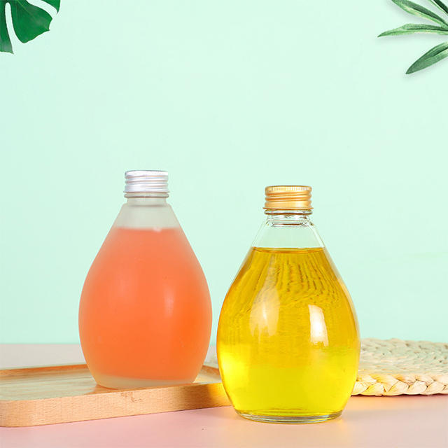 350ml 500ML Clear Frosted Glass Juice Bottle with Aluminum Lid