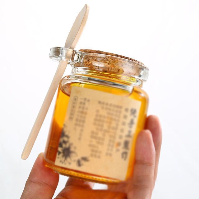100ml 250ml Airtight Glass Jam Jar with Wooden Spoon
