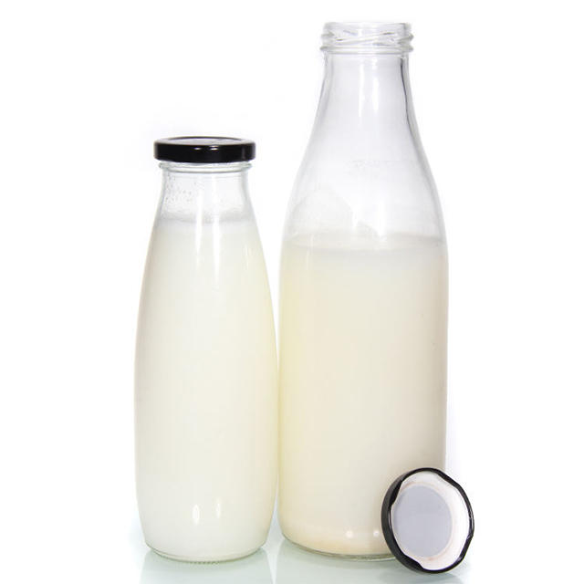 200Ml 250Ml 350Ml 500Ml 1000Ml Transparent Glass Milk Bottle With Metal Lid