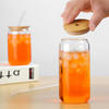 350ml 550ml High Borosilicate Glass Juice Cold Drink Cup with Bamboo Lid