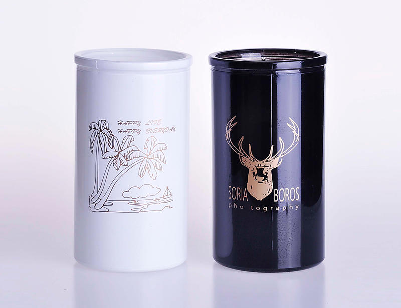 Crystal White And Black Glass Cylinder Flower Vase 