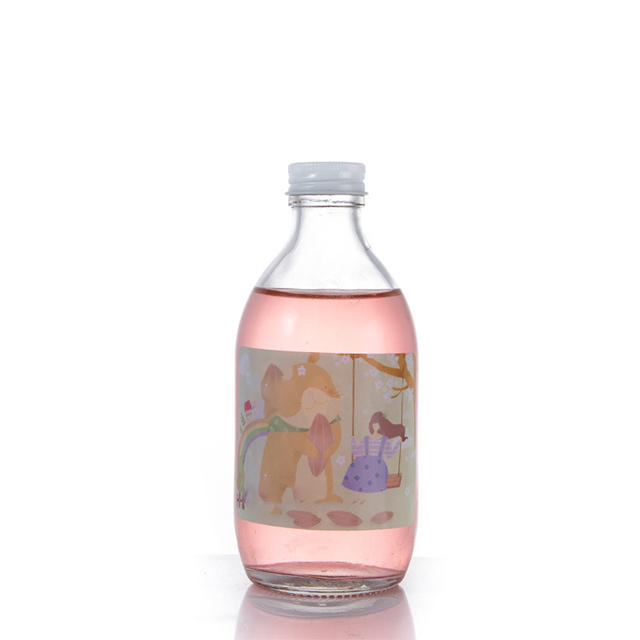 250ml 300ml Transparent Frosted Glass Fruit Wine Bottle with Aluminum Cap