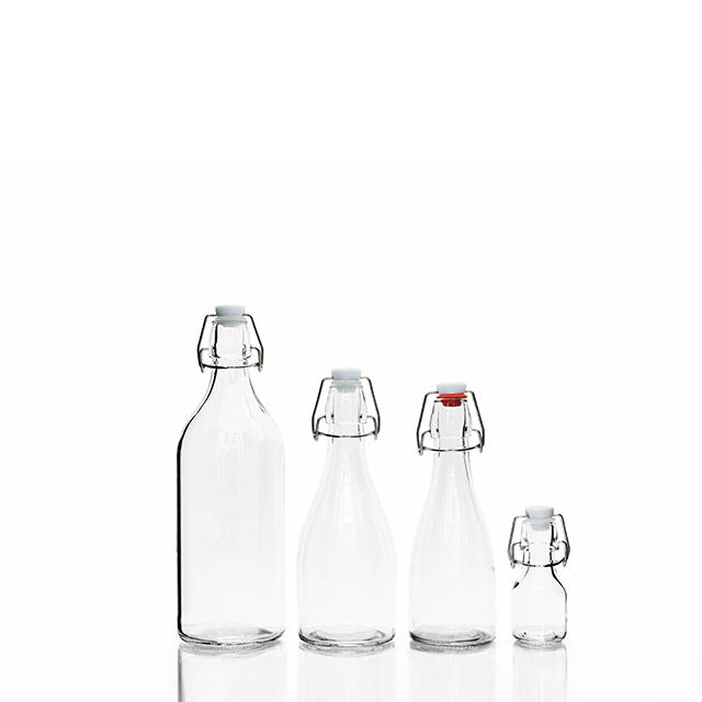 250ml 500ml 1000ml Sealed Clip Clear Glass Drink Fruit Wine Bottle