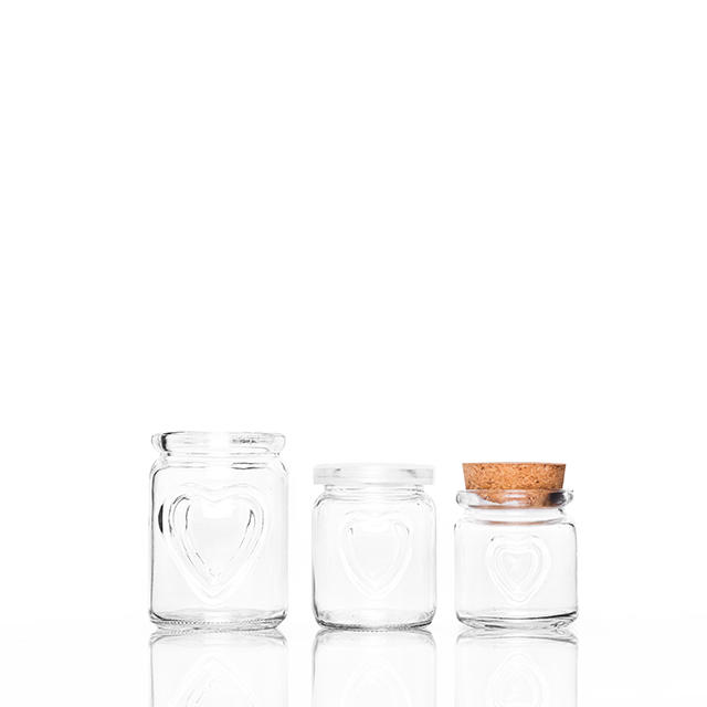 150ml Heart Shaped Pattern Glass Pudding Jar with Lid