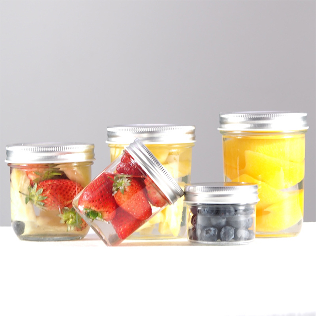 100ml 200ml 230ml 250ml 300ml 330ml 400ml 500ml Wide Mouth Glass Mason Storage Tank with Aluminum Lid