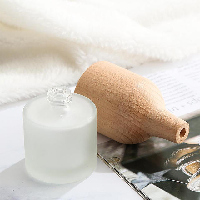 30ml 50ml Conical Small Mouth Glass Aromatherapy Bottle with Wooden Lid