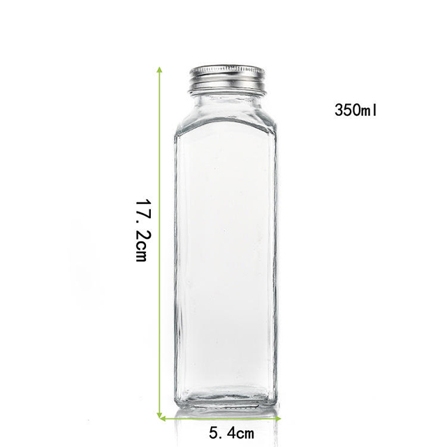 350ml Square Empty Sealed Milk  Juice Beverage Bottle with Aluminum Cap