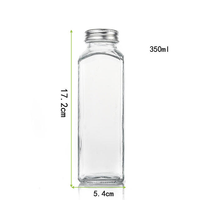 350ml Square Empty Sealed Milk  Juice Beverage Bottle with Aluminum Cap