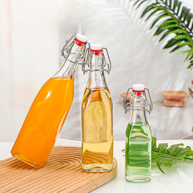 125ml 250ml 500ml Transparent Buckle Glass Enzyme Juice Bottle