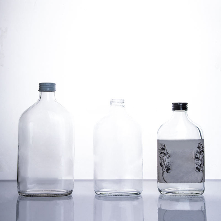 16oz Square Empty Glass Beverage Juice Bottle