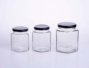 Hexagonal Glass Honey Jar