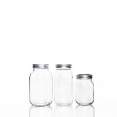 150ml 250ml 380ml 500ml 750ml Thick Round Clear Glass Storage Tank with Aluminum Lid