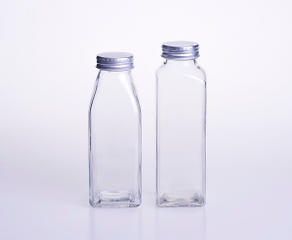 French Square Glass Juice Bottle