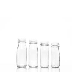 16oz Empty Clear Glass Milk Juice Drinking Bottles With Plastic Lid