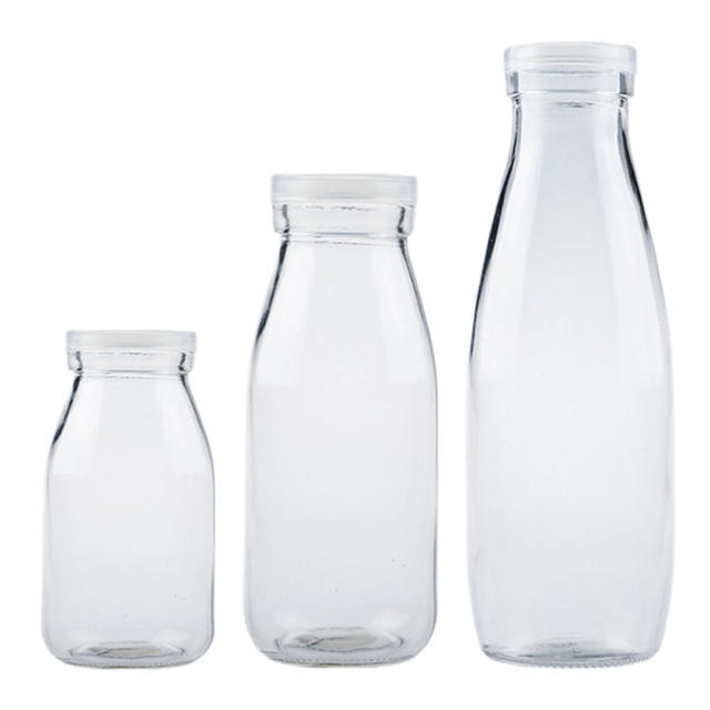 250ml 500ml 1000ml Drinking Beverages Milk Bottle With Plastic Tinplate Lid