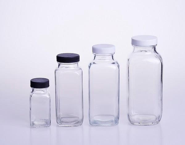 French Square Milk Glass Bottle