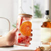 350ml 550ml High Borosilicate Glass Juice Cold Drink Cup with Bamboo Lid