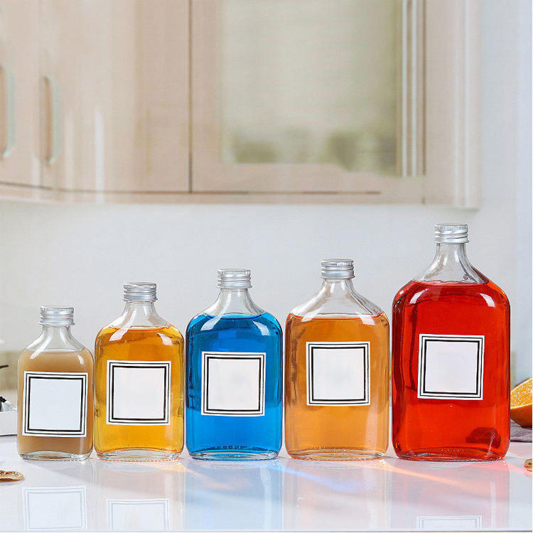 16oz Square Empty Glass Beverage Juice Bottle